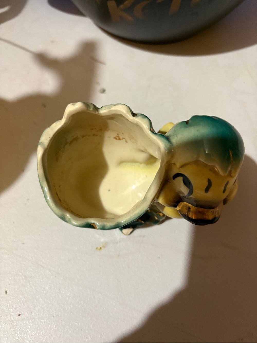 Shawnee Vintage Ceramic Duck Planter - Yellow & Teal - Picture 8 of 10